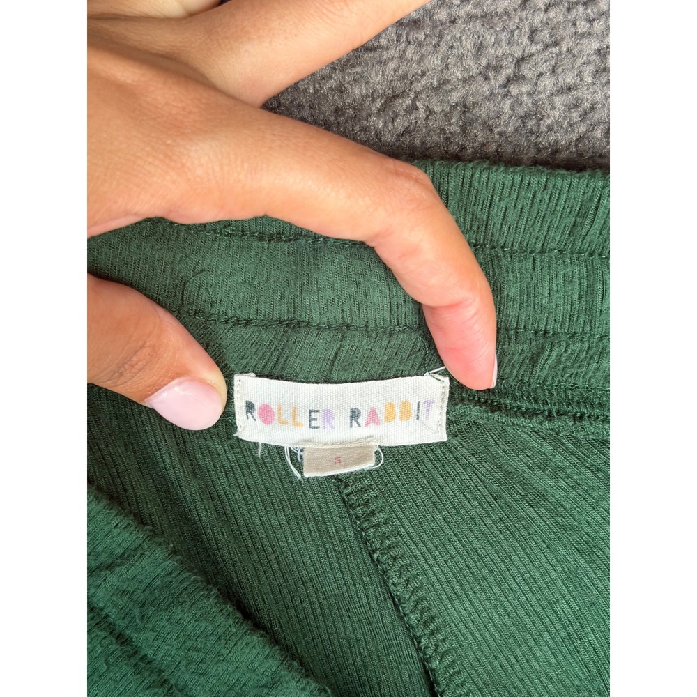 Roller Rabbit Jordan Ribbed Lounge Set Forest Green Embroidered Monkey Small - Picture 5 of 16